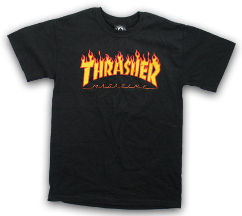 THRASHER FLAME BLACK T SHIRT